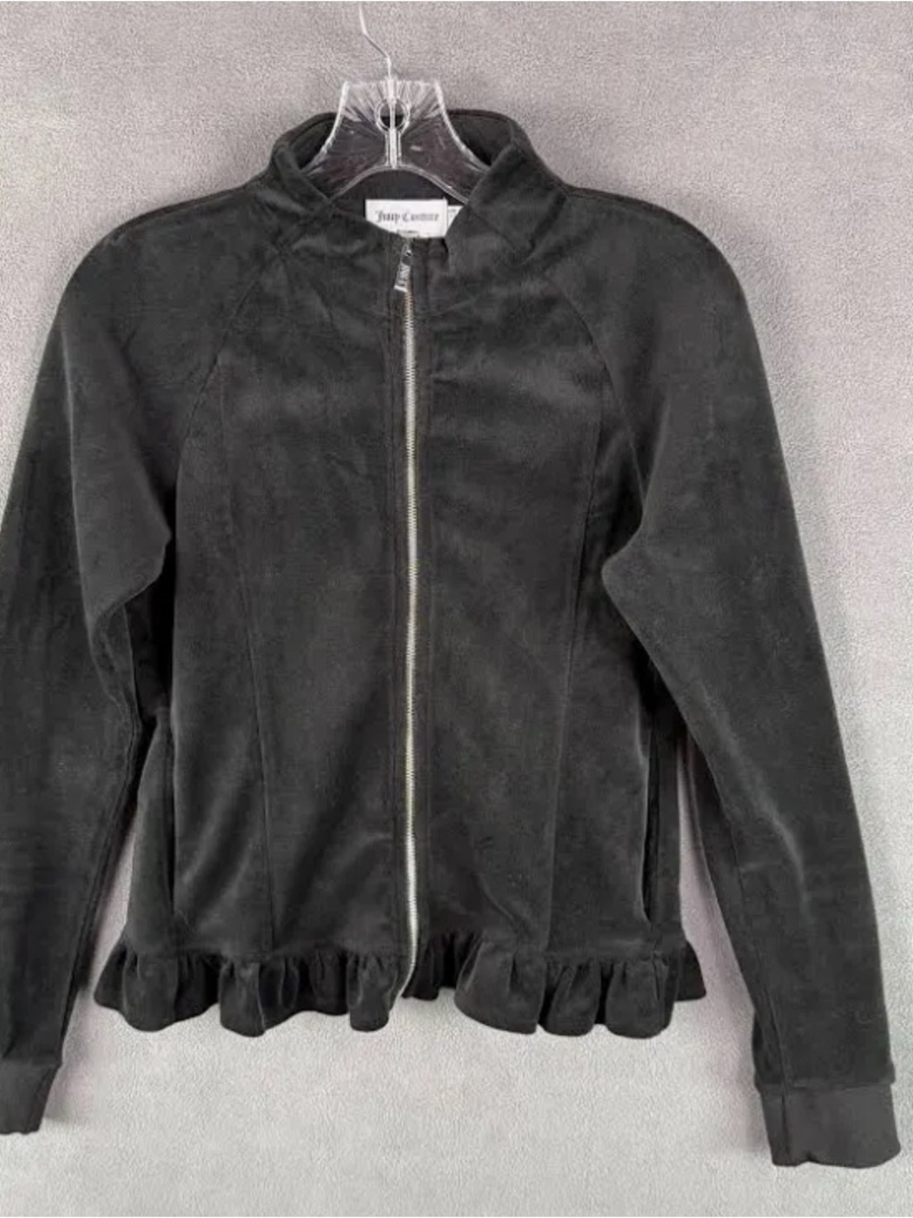 Juicy Couture Black Velvet Zip-Front Peplum Jacket NWOT